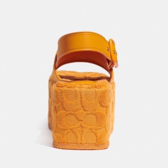 COACH Signature Noelle Sandal In Terry Cloth Size 6.5 PAPAYA, BRAND NEW in BOX - Picture 3 of 6